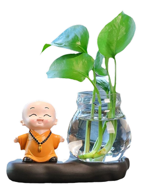 禅意慧圆小和尚办公桌面装饰摆件