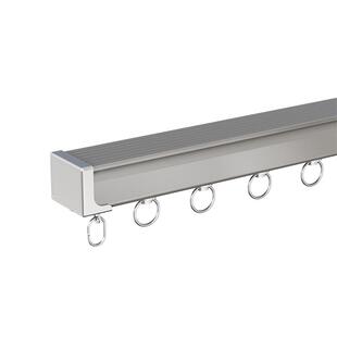 特厚铝合金窗帘轨道挂钩式滑轮导轨滑轨侧装顶装双轨静音滑道弯道