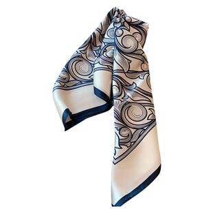 2025新年新款春季小方巾韩版百搭装饰小领巾抽象印花真丝围巾丝巾