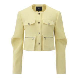 uhot/诱货黄色短款设计感廓形外套简约休闲通勤时尚保暖UWWA3W143