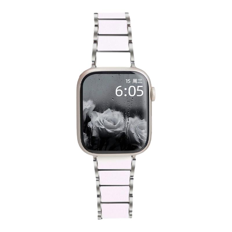 适用苹果iWatchs11手表applewatchs10仿陶瓷表带s8夏季女款s7专用s9保护套se手链替换s10金属手链iphone腕带