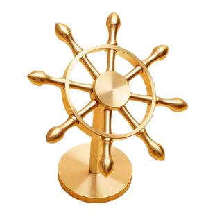 黄铜领航舵一帆风顺创意帆铜船舵方向盘转转桌面摆件解压神器送礼