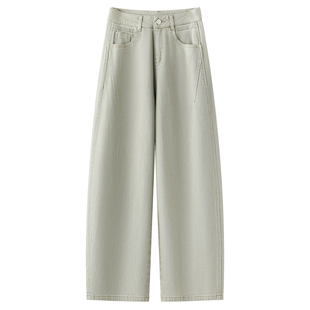 浅色弯刀牛仔裤女2026新款春季宽松阔腿裤高腰香蕉裤梨型身材裤子