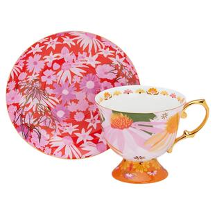T2繁花似锦茶杯茶碟套装轻奢高档骨瓷茶具乔迁生日女神节礼物送礼