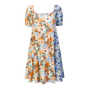 tanni新款度假休闲优雅气质拼色中长款连衣裙TL11DR017A