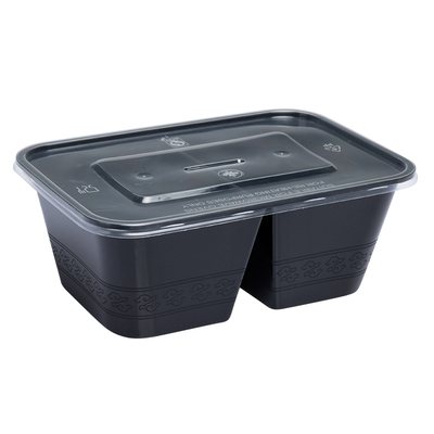 1000ml黑色双格带盖一次性餐盒