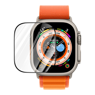 适用applewatchultra保护膜高清iwatchultra3全屏钢化玻璃膜s9新款s8苹果手表水凝膜se贴膜7代6边框45/44mm49
