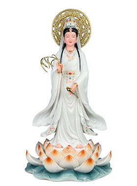 站观音像妙善观世音玉石客厅摆件