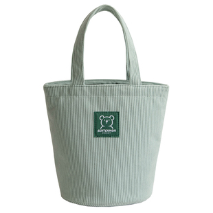 2024水桶手提包韩版灯芯绒简约布包上班小拎包时尚女包百搭手拎包