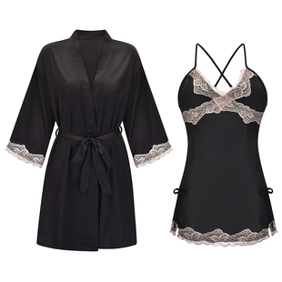 睡衣女春秋款高级感男士长袖套装情侣家居服夏性感冰丝睡裙两件套