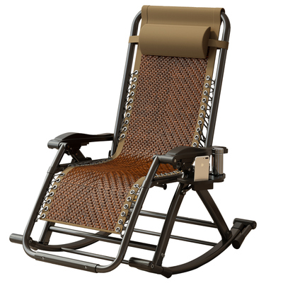 办公室折叠躺椅老人家用藤编摇椅
