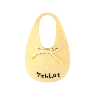 7THLAT手作蝴蝶结针织毛绒月牙包休闲针织包简约手提包纯色腋下包