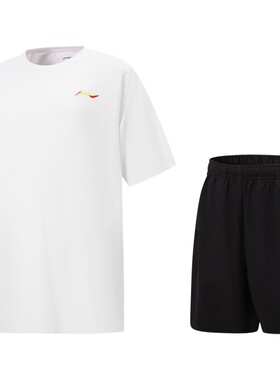 李宁童装儿童套装2026夏季新款男童夏装短袖短裤两件套速干运动服