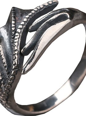 925银泰银复古男士戒指霸气开口