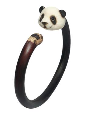 天然鸡血藤手镯花花大熊猫可爱