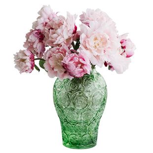 南十字星 法式浮雕玻璃花瓶客厅插花高级感摆件透明琉璃花器 宫廷