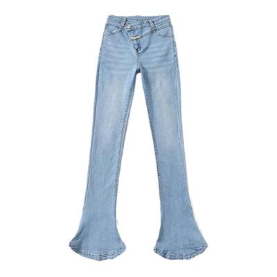 怪力酱美式微喇马蹄牛仔长裤子