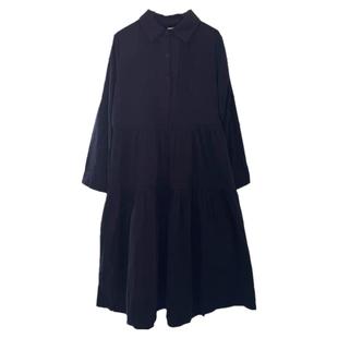 长袖衬衫连衣裙女童秋装新款文艺超好看洋气棉布黑色女孩气质裙子