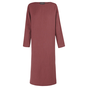 Cortana连衣裙亚麻羊毛混纺优雅圆领直筒裙长袖侧开叉MARGOT系列