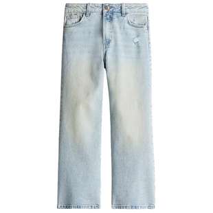 HM童装儿童女童牛仔裤冬季宽松版复古微喇牛仔裤1231260