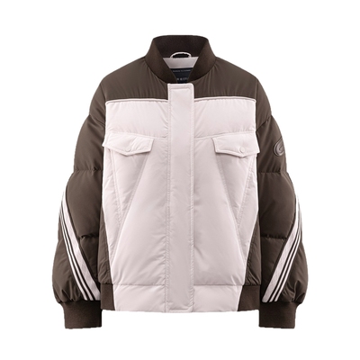 艾莱依美式拼接撞色运动羽绒服女