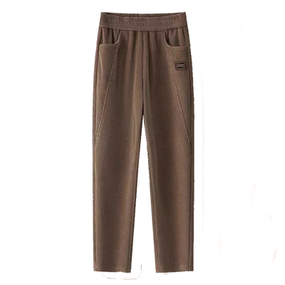 啄木鸟加绒加厚高腰显瘦直筒女裤