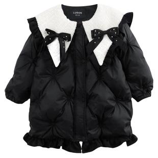 陈大猪女童羽绒服中长款冬装2025新款洋气黑色小香风儿童宝宝外套