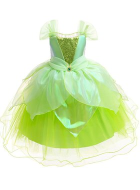 女童青蛙王子蒂安娜公主裙儿童cosplay表演服小叮当小精灵绿色裙