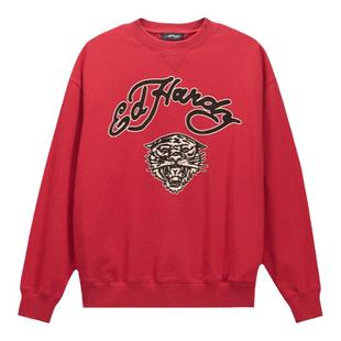 Ed Hardy埃德哈迪冬季新款拔印烫钻落肩宽松女士套头衫卫衣