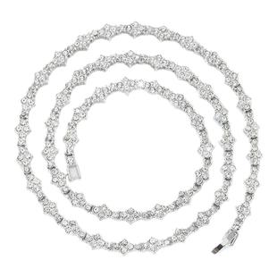 嘻哈3mm雪花十字形镶钻合金单排网球链蹦迪说唱轻奢女男锁骨项链