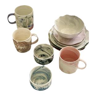 安木良品 外贸原单 网红ins风大理石纹质感陶瓷餐盘碗碟子马克杯