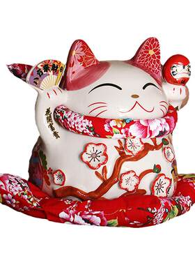 樱花招财猫招手发财猫客厅玄关店铺公司前台收银台转运摆件许愿瓶