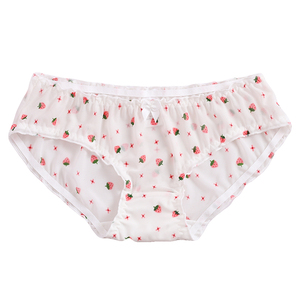 3条装性感网纱草莓内裤女低腰可爱纯棉裆透气镂空少女软萌三角裤