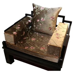 中式红木沙发坐垫实木家具垫定制绒布刺绣罗汉床垫子五件套中国风