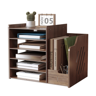 办公桌面文件架收纳置物架书本A4纸整理架多层书立收纳盒工位神器