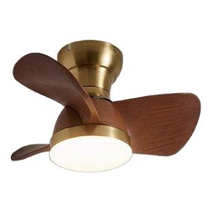 励昌中古风卧室客厅餐厅风扇吊灯原木吸顶风扇灯静音护眼胡桃木色