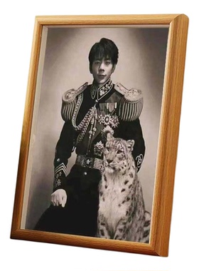 丁真将军肖像画搞笑挂画中国名人装饰画芝士雪豹手印相框摆台挂墙