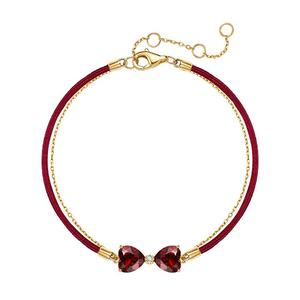 尤珂「小欢囍」18K金天然石榴石手链红色宝石蝴蝶结本命年小红绳