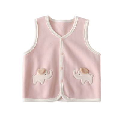 婴儿马甲双面绒坎肩对开马夹新生男女宝宝小背心秋冬内穿保暖春秋