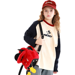 迪士尼女童T恤夏季新款儿童纯棉短袖上衣青少年女孩童装大童衣服