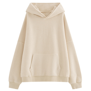 MOERSHOP 慵懒的节奏 白色重磅连帽卫衣女2023秋季高级感休闲外套