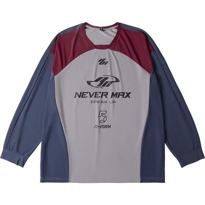NMAX大码潮牌男装25年秋季新品凉感速干运动长袖T恤复古撞色上衣