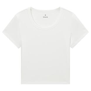 热风2026年夏季新款女士高弹氨纶弹性贴合轻薄透气U领T恤