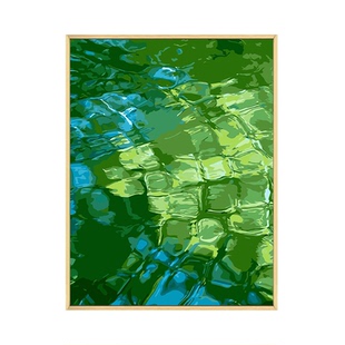 ins高级感水波纹数字油画diy填充填色手工绘治愈绿色丙烯画装饰画