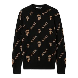 KARL LAGERFELD【绵羊毛】软糯印花羊毛衫25秋新款男卡尔拉格斐
