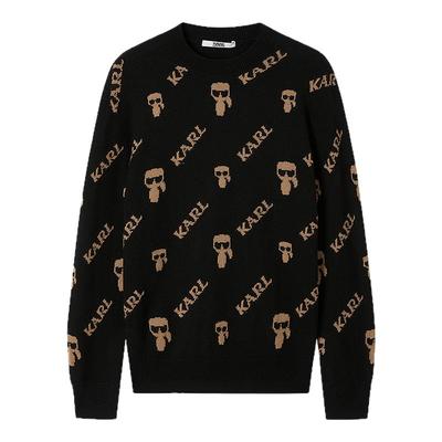 KARL LAGERFELD【绵羊毛】软糯印花羊毛衫25秋新款男卡尔拉格斐