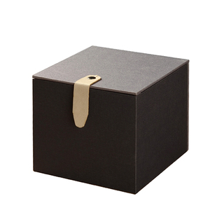 高级灰皮扣盒细麻布艺盒复古风主人杯盖杯紫砂壶包装盒礼品收纳盒