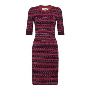 [提花工艺]DVF红裙提花针织条纹礼服修身针织连衣裙DK4R001