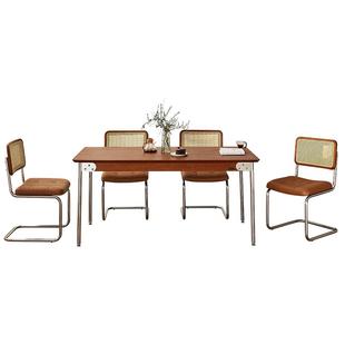 全友家居2025新款中古风长方形餐桌家具客厅家用吃饭桌子椅子组合