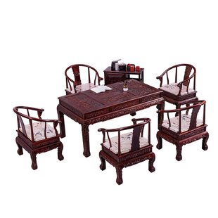 红木茶桌印尼黑酸枝木茶台阔叶黄檀办公室茶桌中式功夫茶桌椅组合
